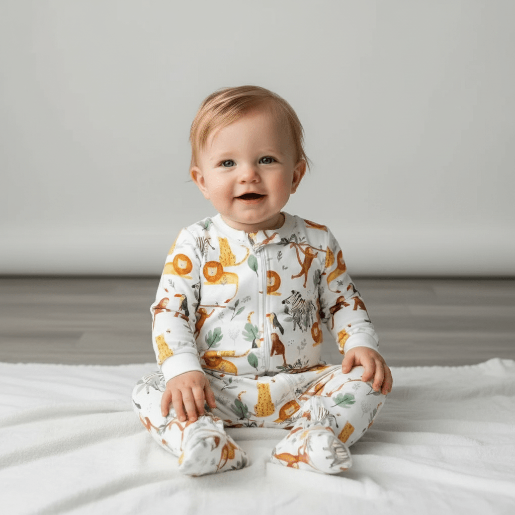 Watercolour Jungle Footie romper - www.cutekidz.co.za