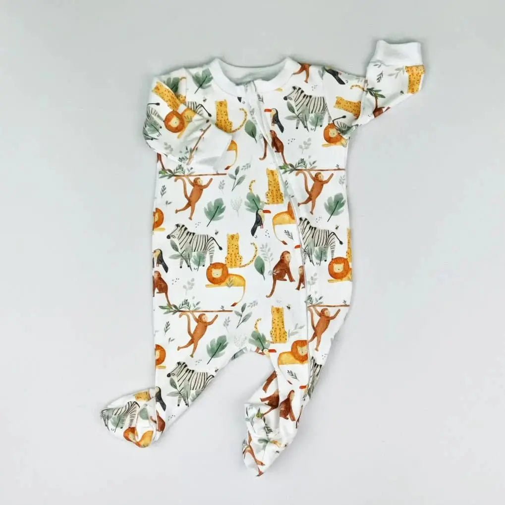 Watercolour Jungle Footie romper - www.cutekidz.co.za